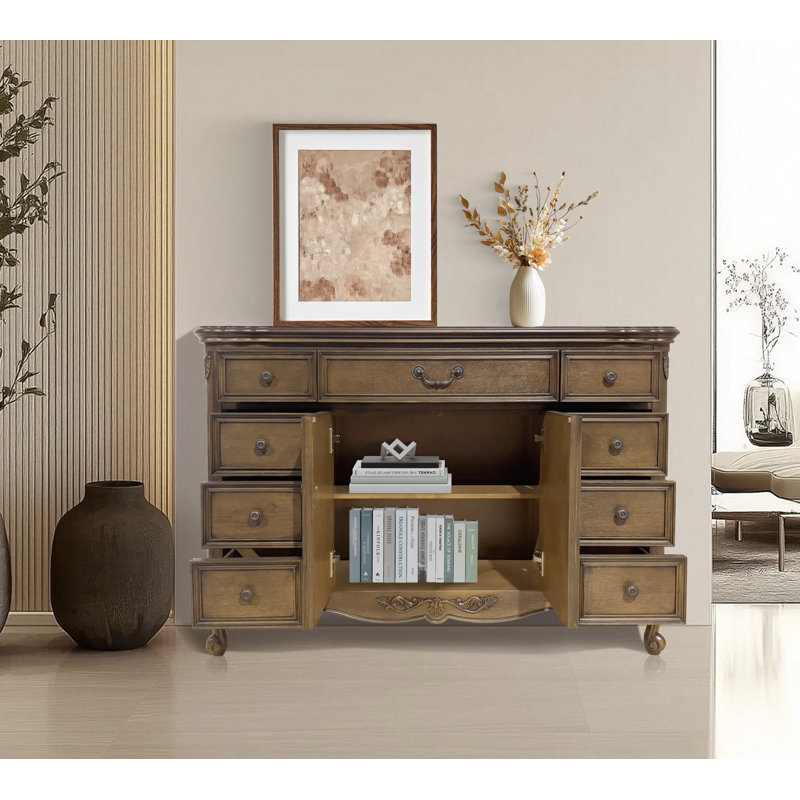 COSMO 9-Drawer Accent Chest, Dark Oak