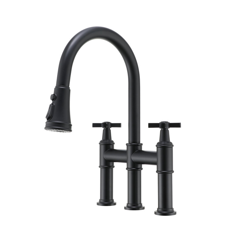 Pull Down Bridge Faucet, Noir
