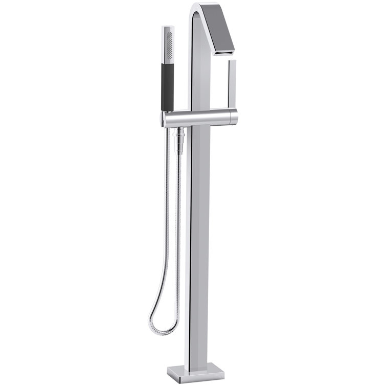 KOHLER Loure Single-Handle Floor Mount Freestanding Tub Faucet with Hand Shower in Vibrant Polished Nickel