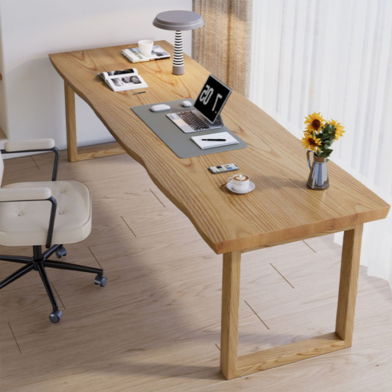 Bureau rectangulaire en bois massif brun clair, H 29,53 po x l 70,87 po x P 27,56 po