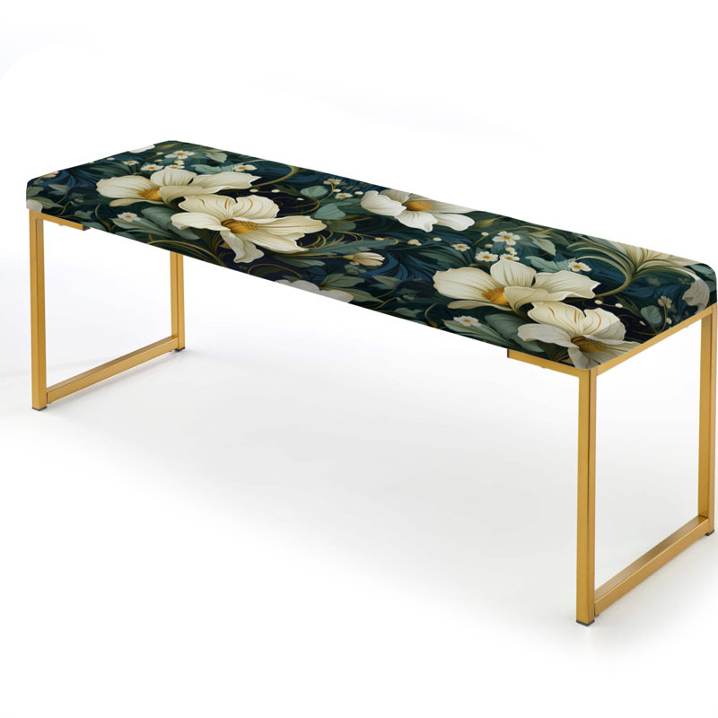 Banc floral rembourré or, Green And Beige Wines Flowers