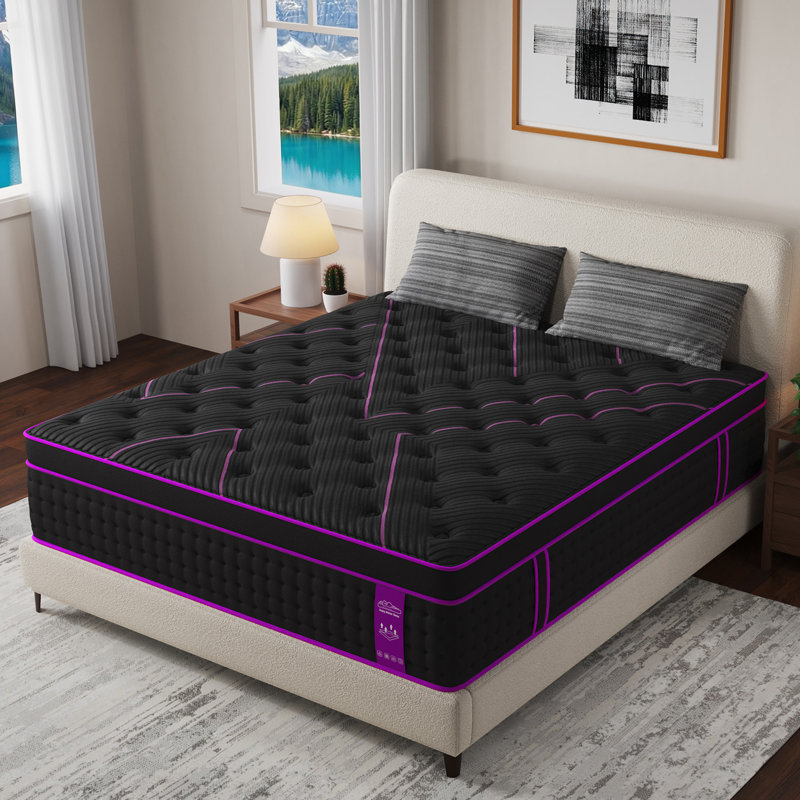 Matelas hybride moyen 14 po avec mousse viscoélastique gélifiée dans une boîte, 14", Lit double