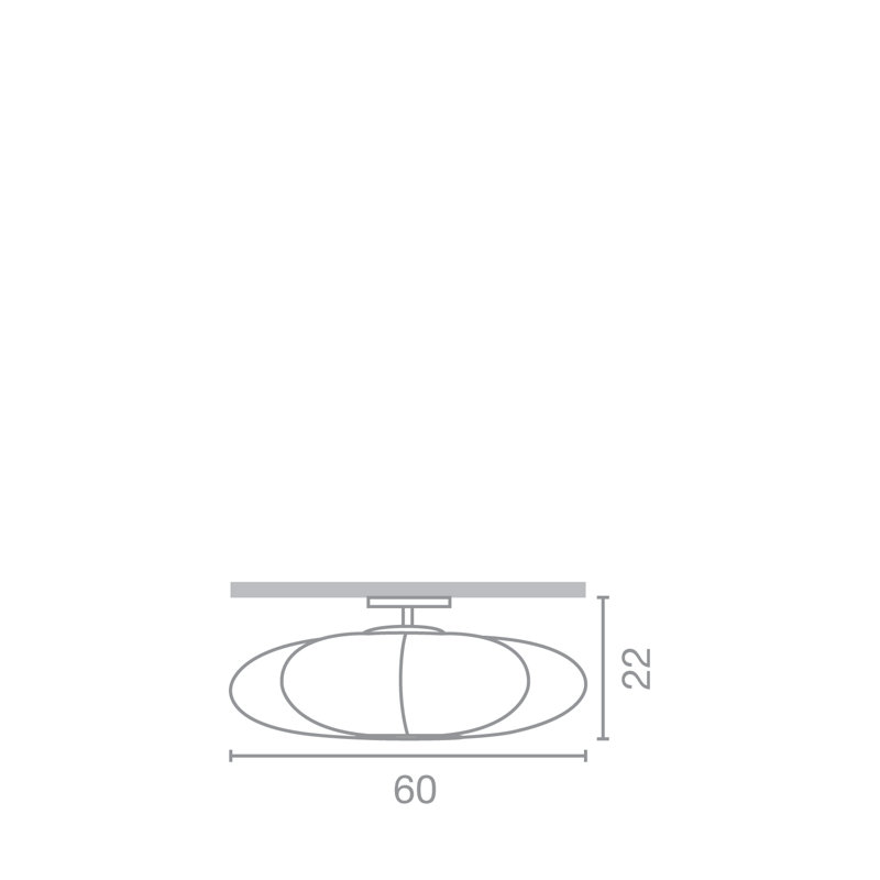 Zeppelin Glass Semi Flush Mount, 22 cm H x 60 cm W x 60 cm D, White