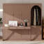 Lit escamotable avec bureau, tablette Stoarge et tringle à DEL, armoire murale en bois avec tiroirs de rangement-130472695