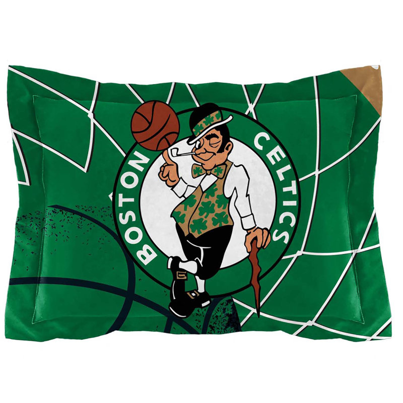 Ensemble d'édredon et de taies décoratives sous licence NBA Boston Celtics, Édredon pour grand lit + 2 taies décoratives sta