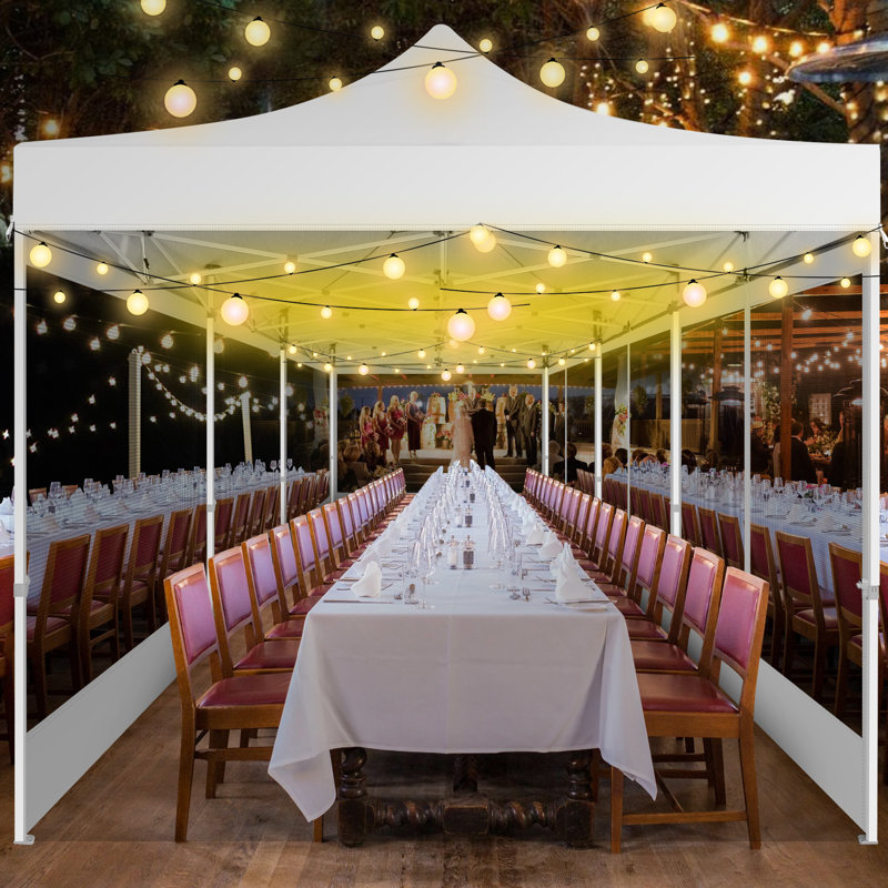 30 Ft. W x 10 Ft. D Pop up Gazebos with 8 Mosquito Netting Sidewalls, White