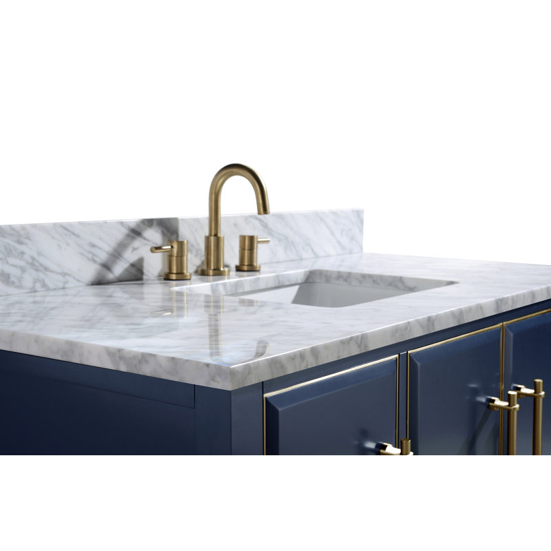 Plateau de meuble-lavabo simple 49 po en marbre avec lavabo