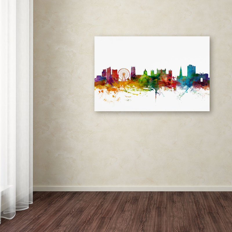 Madteos «Nottingham England Skyline II» par Michael Tompsett, impression sur toile tendue, H 12 po x l 19 po x P 2 po