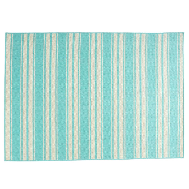 Teal Rectangle Polypropylene 5'3"x7' Rug
