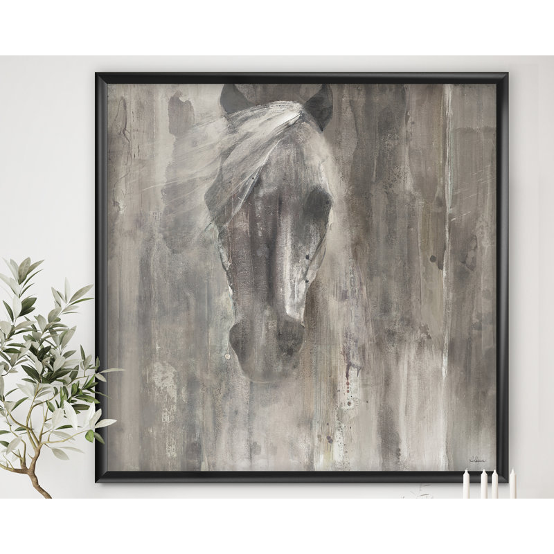Cheval, reproduction d'art sur toile, cheval de ferme, H 16 po x l 16 po x P 1 po, Noir