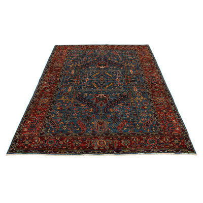 5x8 Blue and Rust Anatolian Traditional Rug