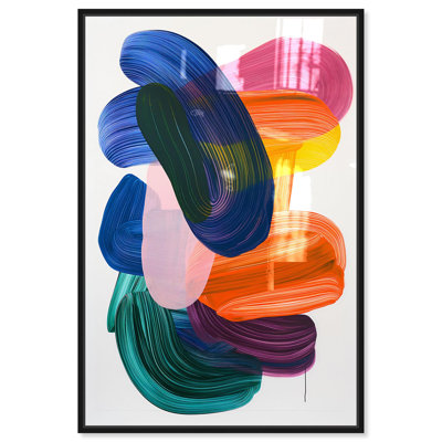 Oliver Gal Brushstroke Sonata Abstract - Hand-Applied Glass Coat Framed Canvas Art