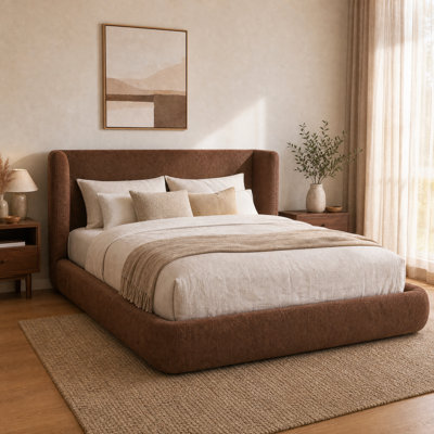 Cadre de lit rembourré avec tête de lit, sommier non nécessaire, matelas non inclus, lit plateforme moderne de style nuage