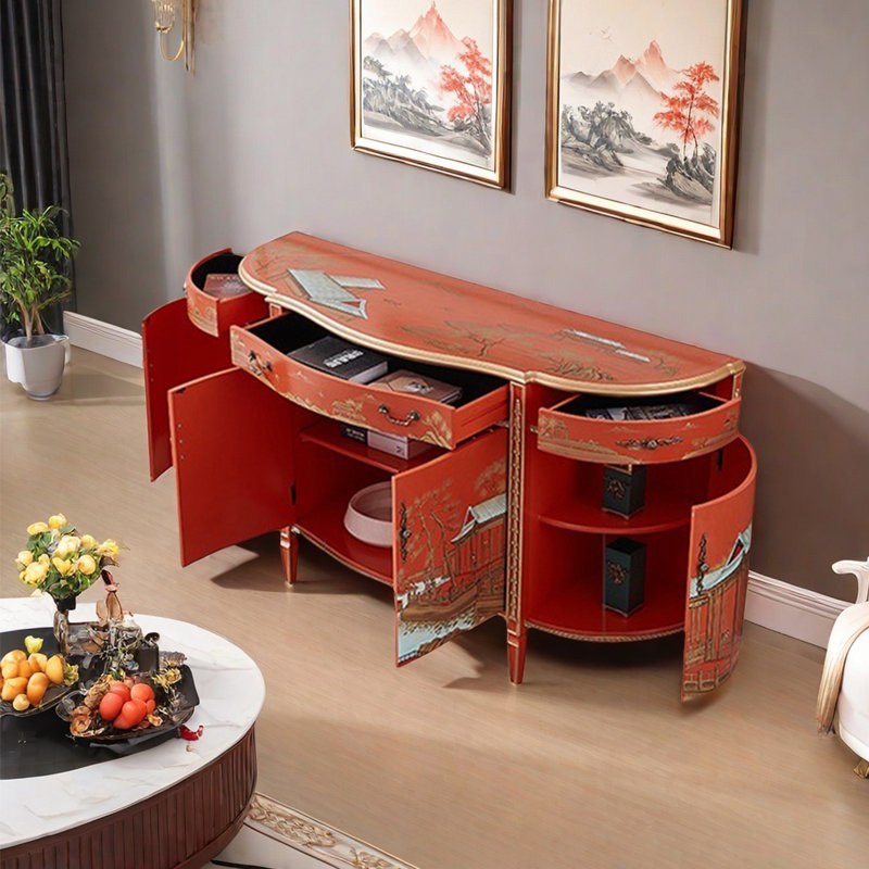 Buffet luxueux demi-cercle de style français, 37.8" H x 68.11" W x 22.83" D