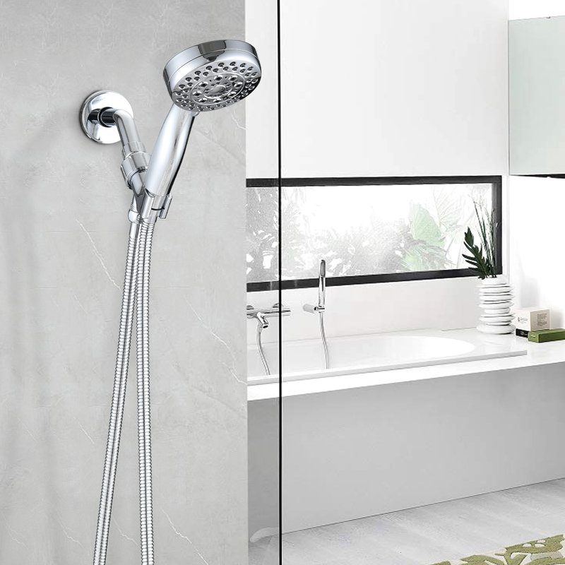 High Handheld Shower, 5 Settings, , Abs Built Shower Head, Modes Adjustable, ,, Brushed Nickel