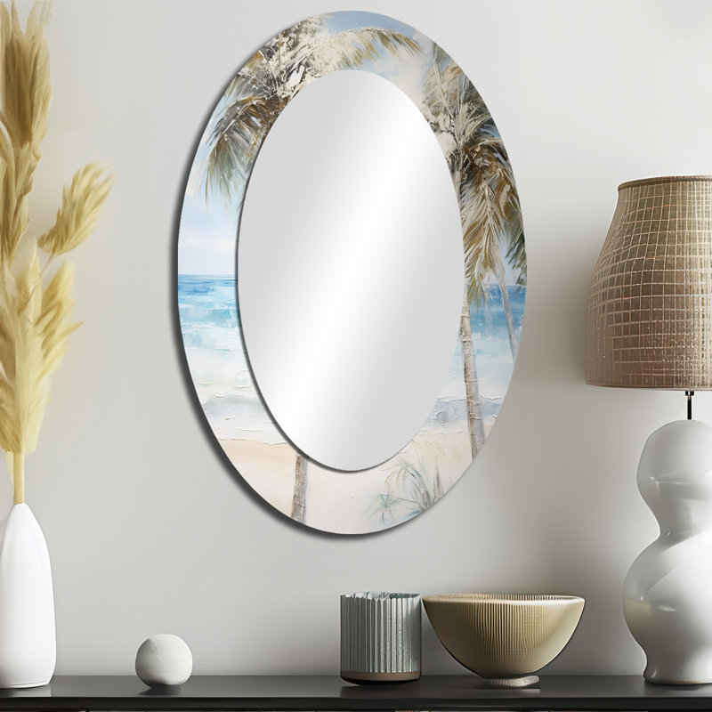 Pearl Desert Palms Oasis I - Miroir mural tropical, H 36 po x l 24 po