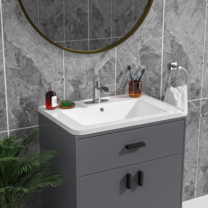 28 in. W x 20 in. D White Ceramic Rectangular Bathroom Vanity Top with Single Sink Only