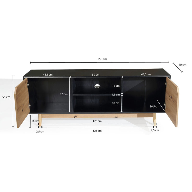 Othar TV Stand for TVs up to 70", Black