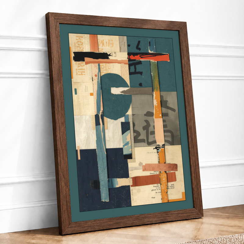 Geometric Abstraction Abstract - Framed Print, A2 - 59.4 x 42.0 cm, Walnut