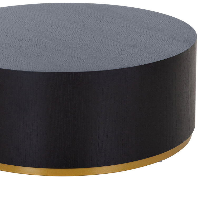 Table basse Lounge Room, ronde noire, entièrement assemblée, table d'appoint noire et assemblée