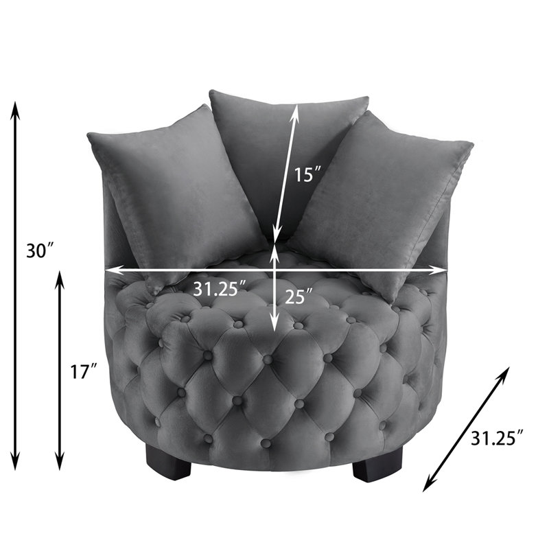 Chaise d'appoint contemporaine rembourrée et capitonnée, Gris foncé