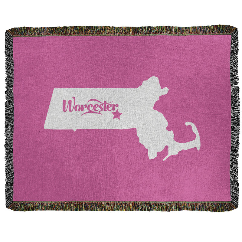 Hand Woven Throw Blanket, 37" W x 52" L, Pink