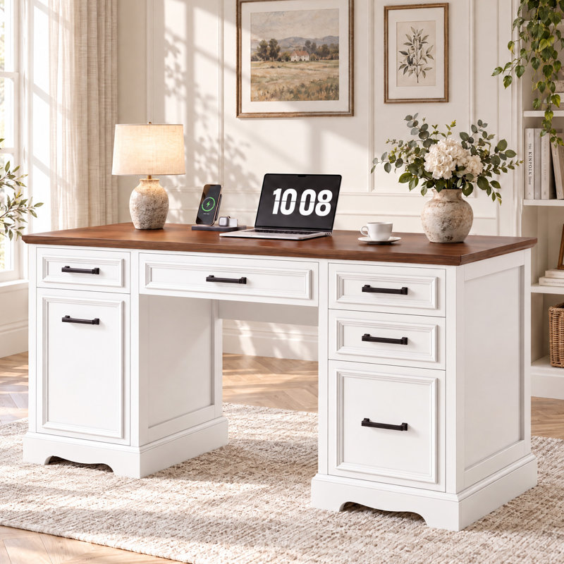 Bureau de direction 55 po Farmhouse, Black Top