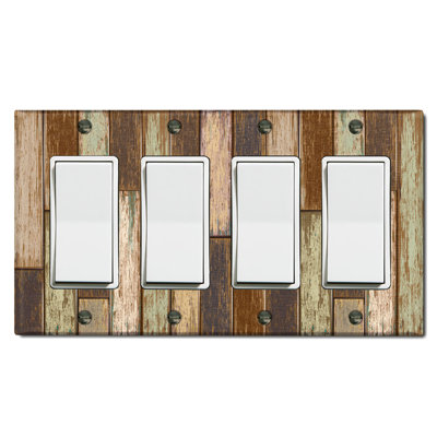 Brown Fence Nature Themed 4 - Gang Rocker Standard Wall Plate
