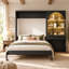 Grand lit plateforme escamotable de 87,4 po avec armoire à DEL et tiroir de rangement Zak-490835934