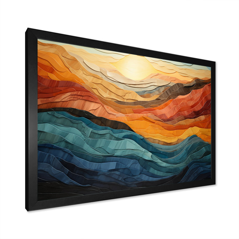 Paysage de montagnes corail bleu sarcelle audacieux - art mural montagne - vallée de Bold, H 12 po x l 20 po, Noir