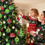 Ensemble de 44 ornements d'arbre de Noël - Boule d'elfe rouge et verte, décorations de Noël scintillantes et incassables pour les fêtes