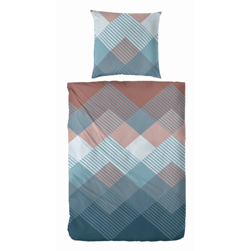 Figuroa Cotton 91 TC Duvet Cover Set, Green/Red, 155 x 220 cm - 1 Pillowcase (80 x 80 cm)