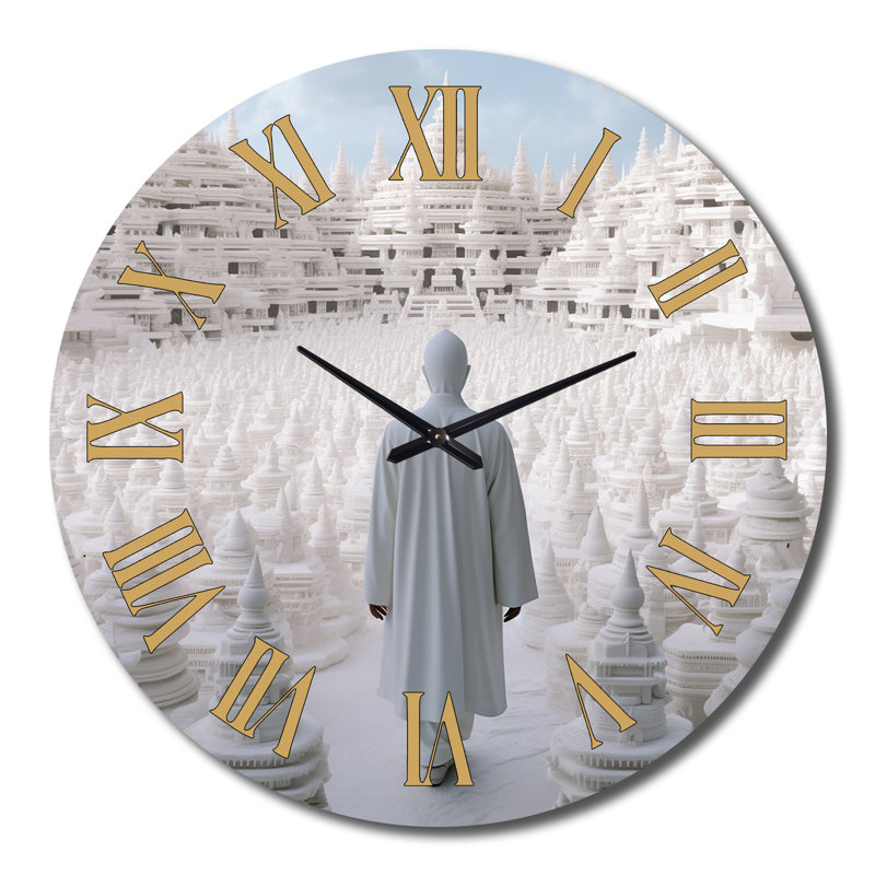 Horloge murale Bouddha blanc, Très grand