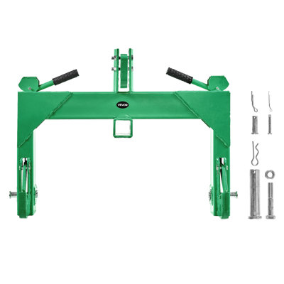 Attache rapide à 3 points avec récepteur 2 po, capacité de levage de 3 000 lb, attelage à 3 points avec boulon réglable à 5 niveaux, adaptation aux tracteurs des catégories 1 et 2, attaches robustes à 3 points, vert