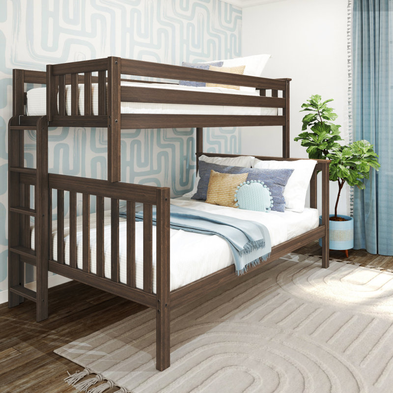 Dazhane Kids Twin Over Full Bunk Bed with Ladder on End, Walnut