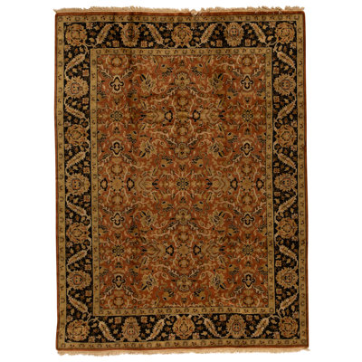 High-Quality Hand-Knotted Rust And Black Area Rug