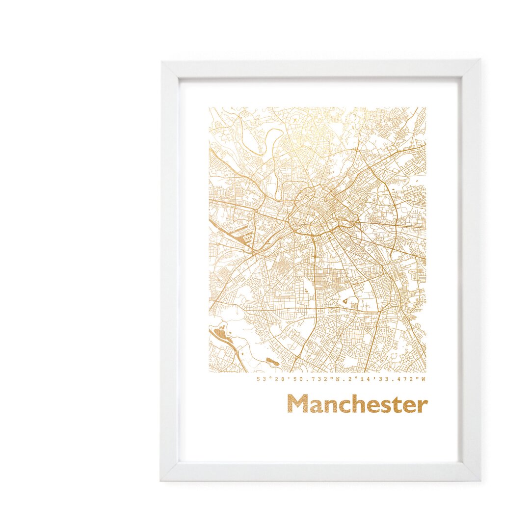 Gerahmtes Papierbild - Grafikdruck â€žManchester Mapâ€�