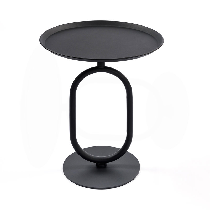 Lantern-Shaped Metal End Table, 21.3" H x 18.9" L x 18.9" W, Black