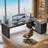 80.71-Inch L-Shaped Executive Desk, Large Office Table with File Cabinet-1025444949