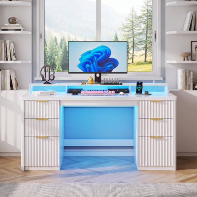 Computer Desk with Built-In Electrical Outlet