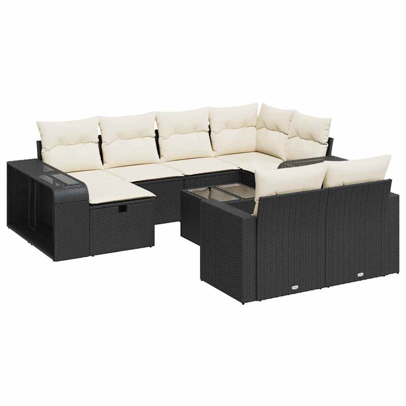 Ensemble de canapé de jardin Vidaxl, 11, Noir/crème