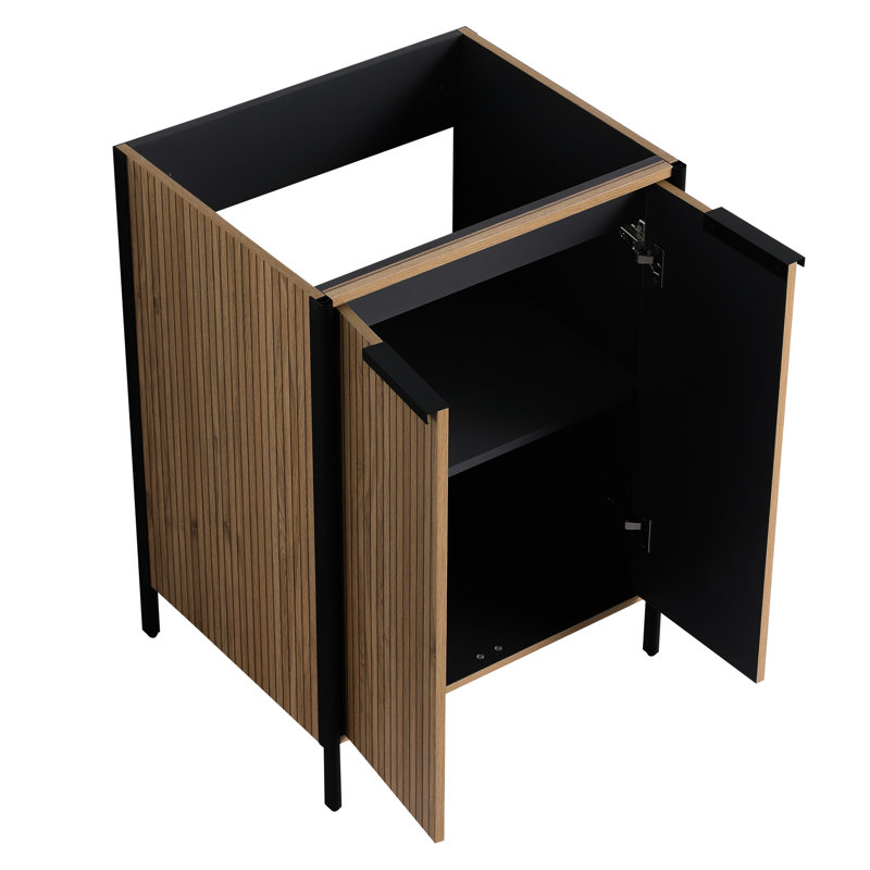 Meuble-lavabo moderne 24 po - Café, contreplaqué avec une vaste structure de rangement