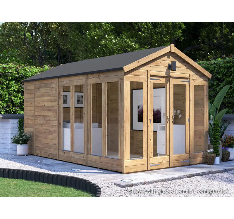 Dunster House Summerhouse 2.4m x 4m (8' x 14') Apex Roof Fully Pressure Treated RagePanda Modular