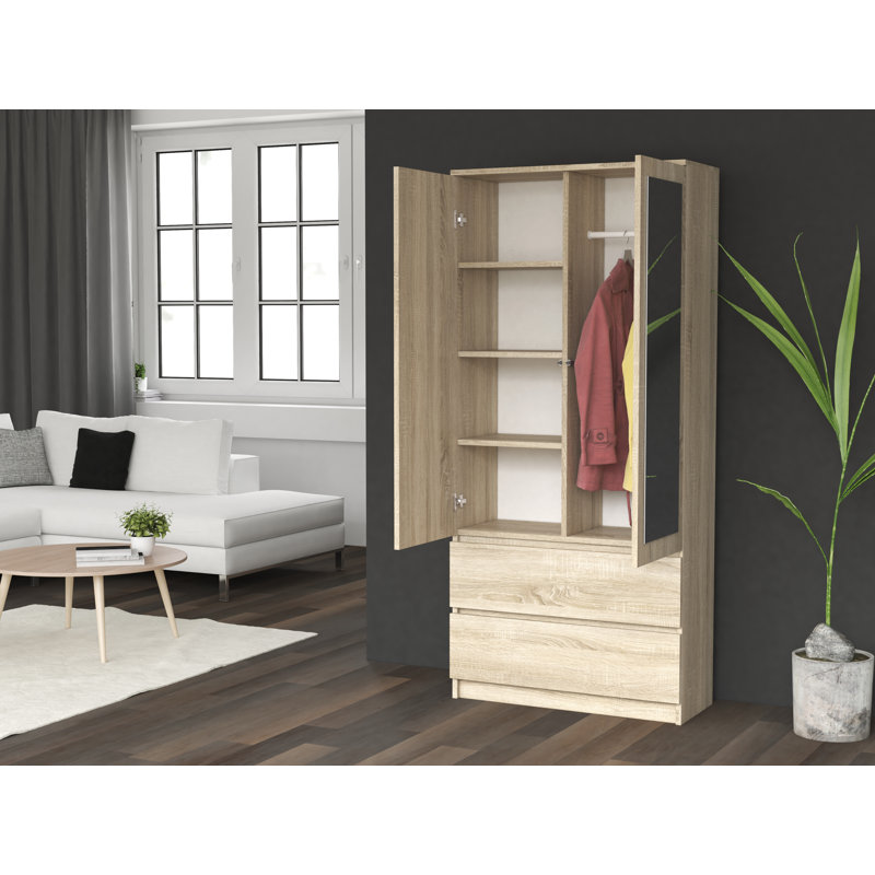 Sherian 2 Door Manufactured Wood Wardrobe, Laminate