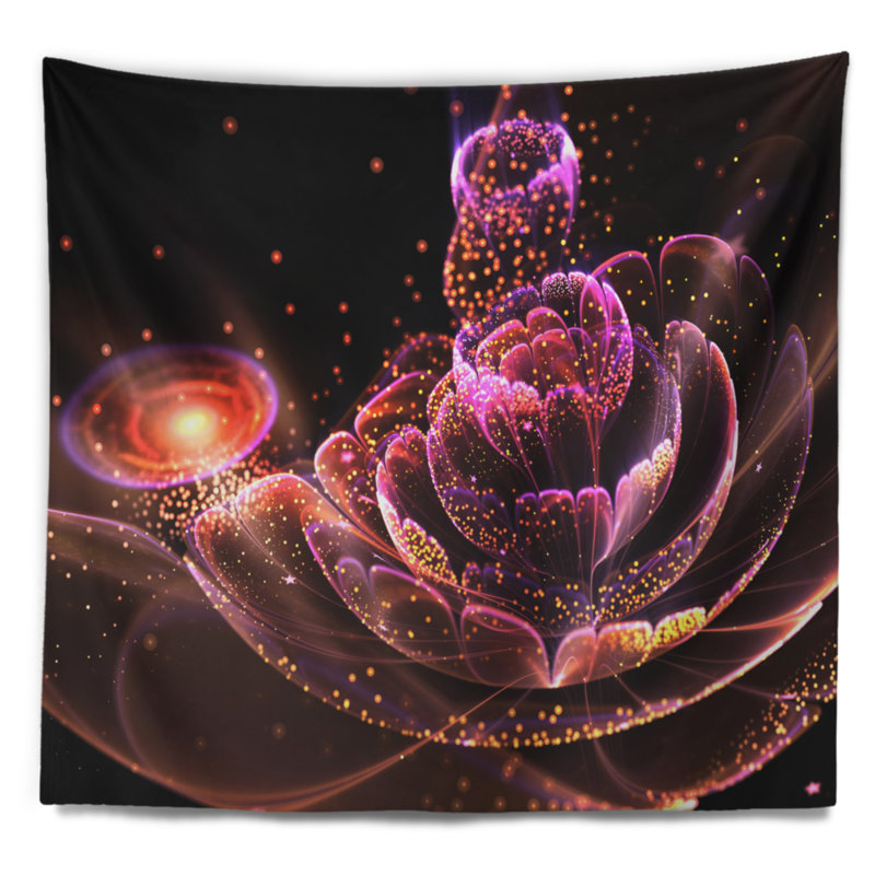 Tapisserie d'art mauve floral, H 50 po x l 60 po