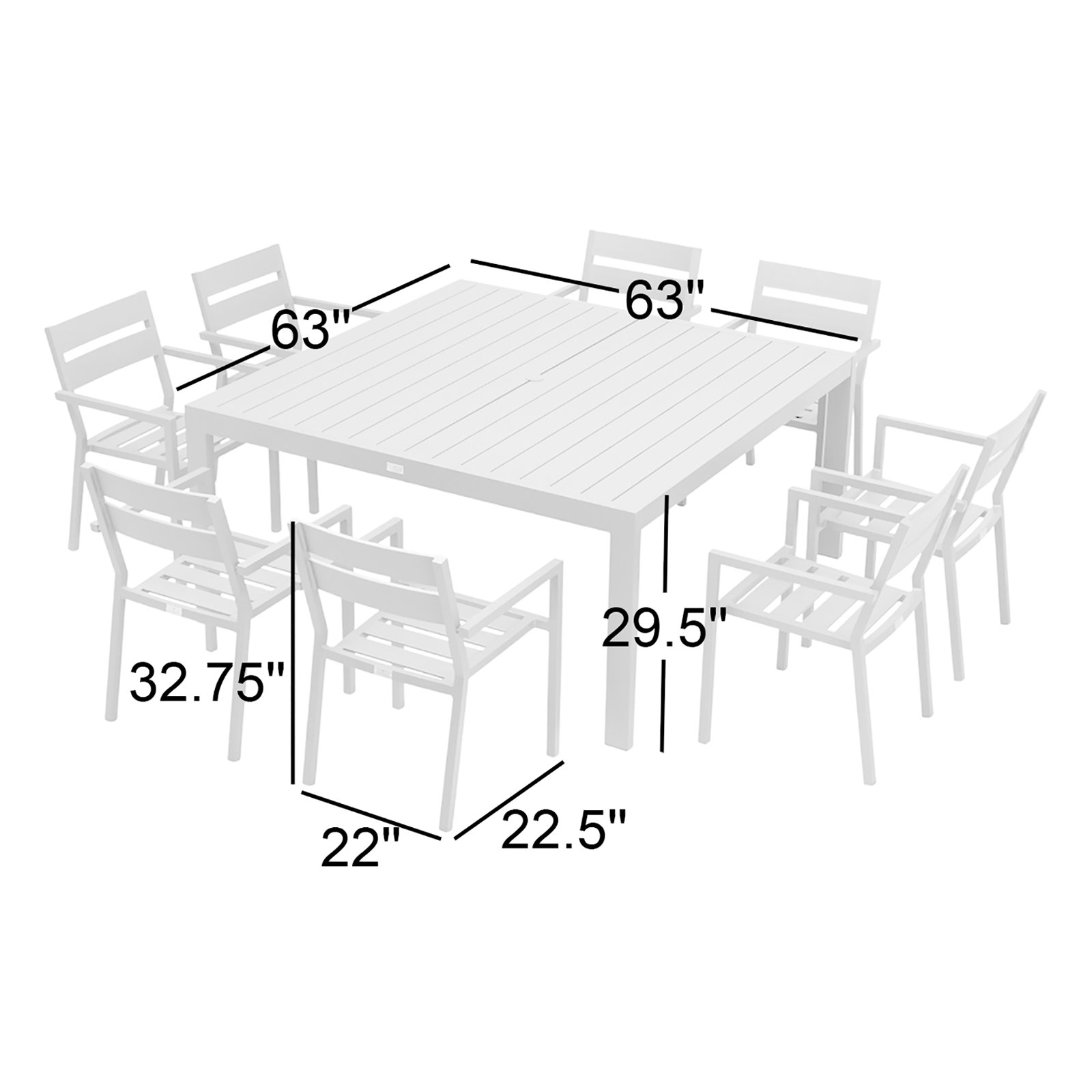 Molina 63" Patio Dining Set, Black
