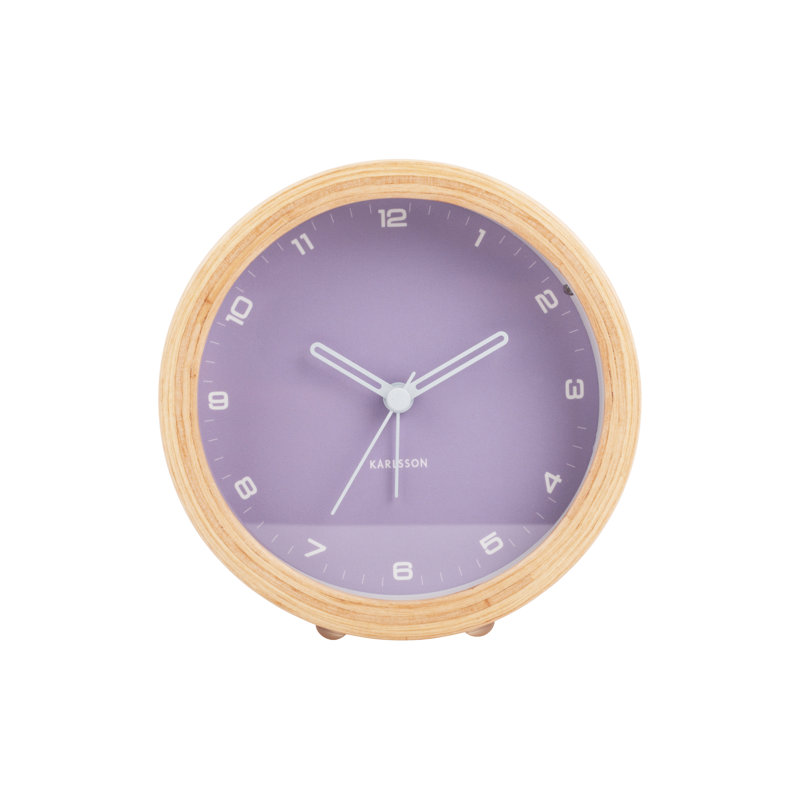 Wood Mechanical Alarm Tabletop Clock, Purple