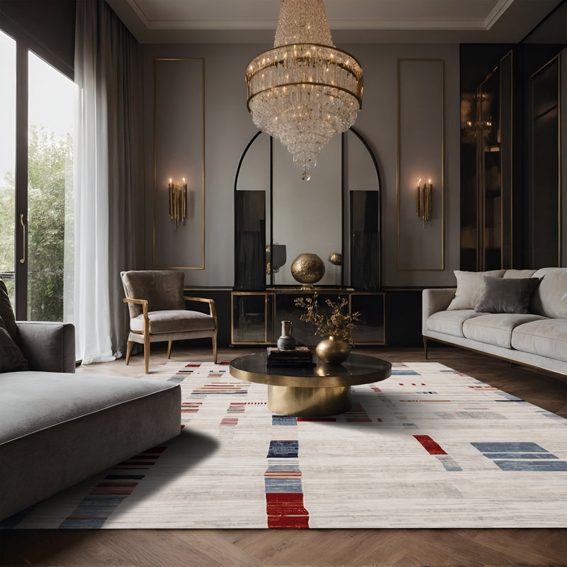 Tapis beige soyeux et moelleux, Rectangle 2 pi x 3 pi