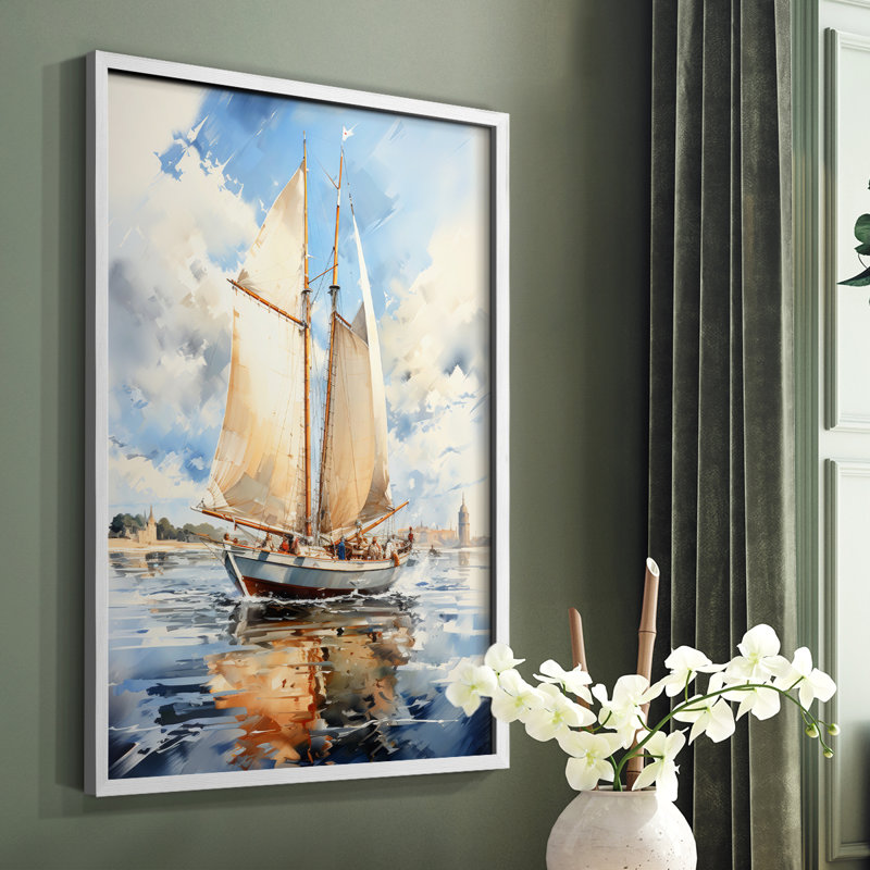 NAUTICAL Series CECLI - Impression encadrée de qualité supérieure - Prêt à accrocher - Aucun clou requis, Blanc / Blanc