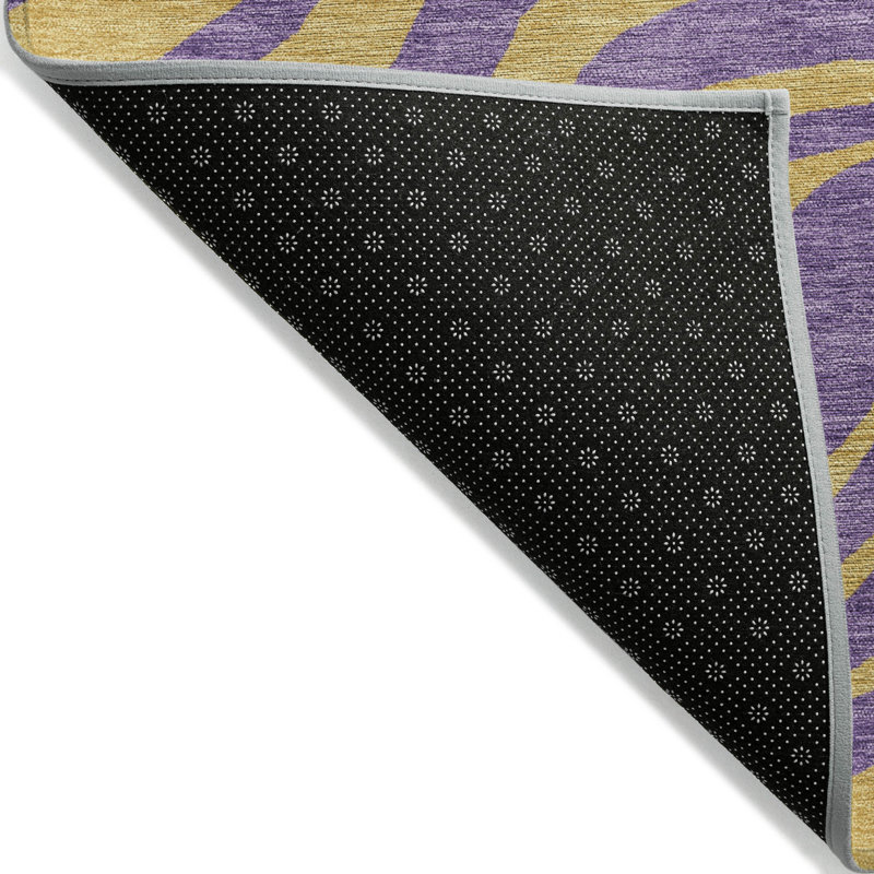 Purple and Beige Zebra Pattern Washable Synthetic Area Rug 9' x 12'